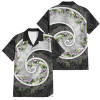 Piko Hawaii Family Matching Off Shoulder Short Dress and Hawaiian Shirt Polynesian Pattern With Maile Pikake Honohono Lei