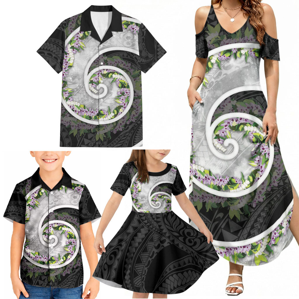 Piko Hawaii Family Matching Summer Maxi Dress and Hawaiian Shirt Polynesian Pattern With Maile Pikake Honohono Lei LT05 - Polynesian Pride