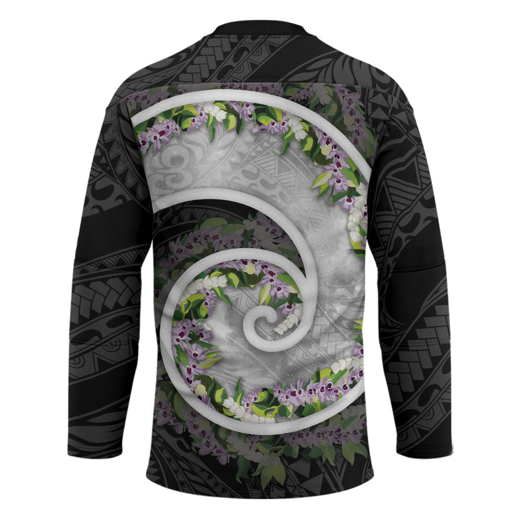 Piko Hawaii Hockey Jersey Polynesian Pattern With Maile Pikake Honohono Lei