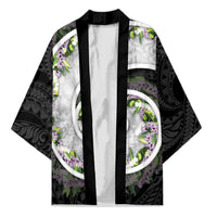 Piko Hawaii Kimono Polynesian Pattern With Maile Pikake Honohono Lei LT05 Unisex Black - Polynesian Pride