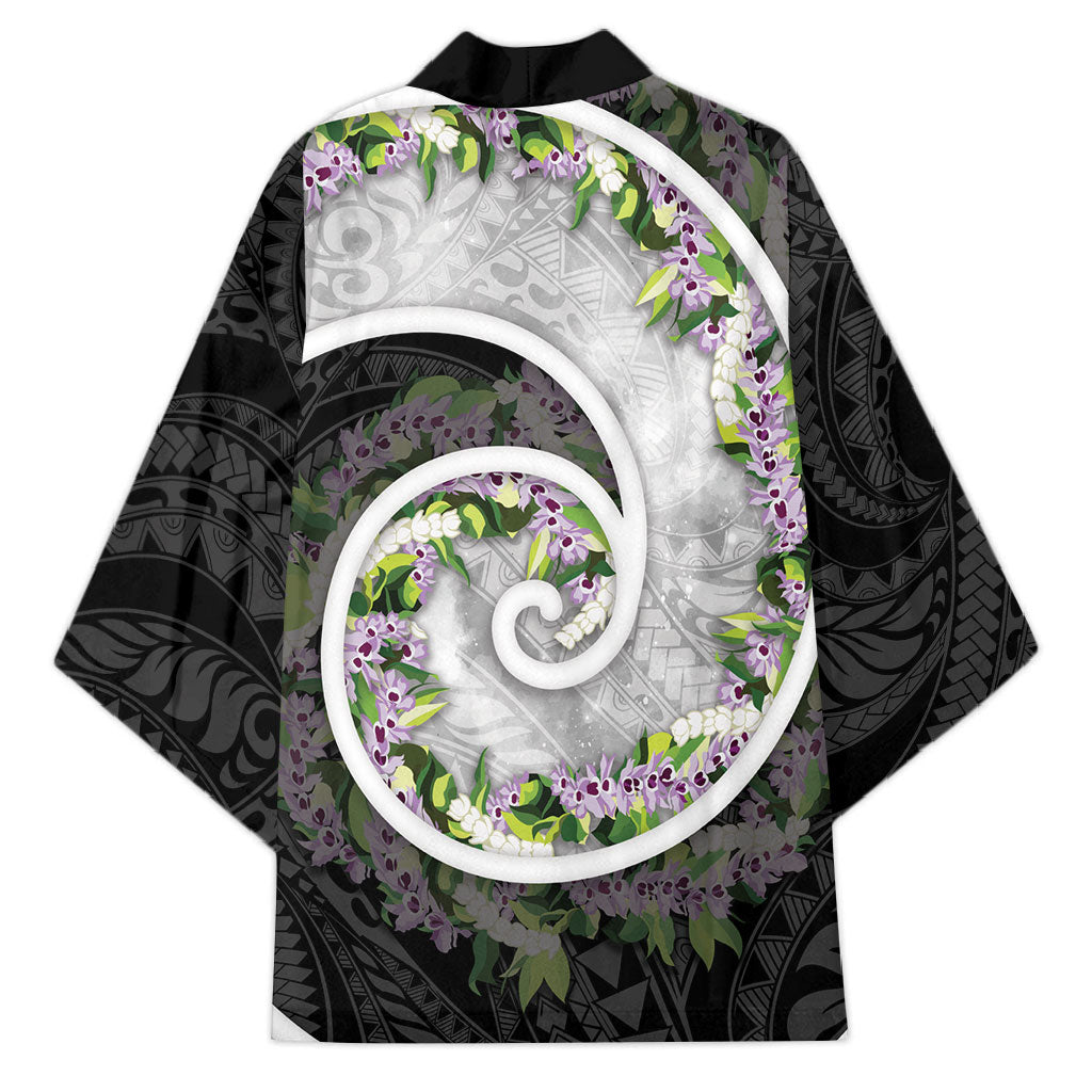 Piko Hawaii Kimono Polynesian Pattern With Maile Pikake Honohono Lei LT05 - Polynesian Pride