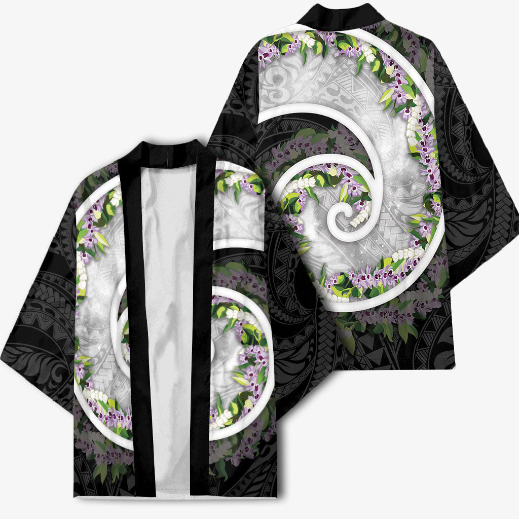 Piko Hawaii Kimono Polynesian Pattern With Maile Pikake Honohono Lei LT05 - Polynesian Pride