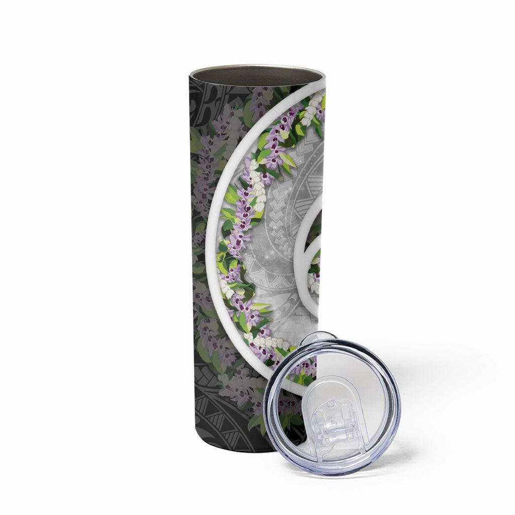 Piko Hawaii Skinny Tumbler Polynesian Pattern With Maile Pikake Honohono Lei LT05 - Polynesian Pride