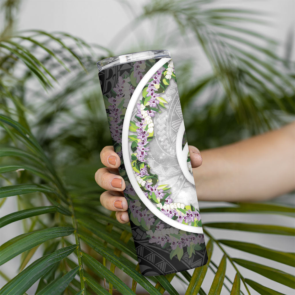 Piko Hawaii Skinny Tumbler Polynesian Pattern With Maile Pikake Honohono Lei LT05 - Polynesian Pride