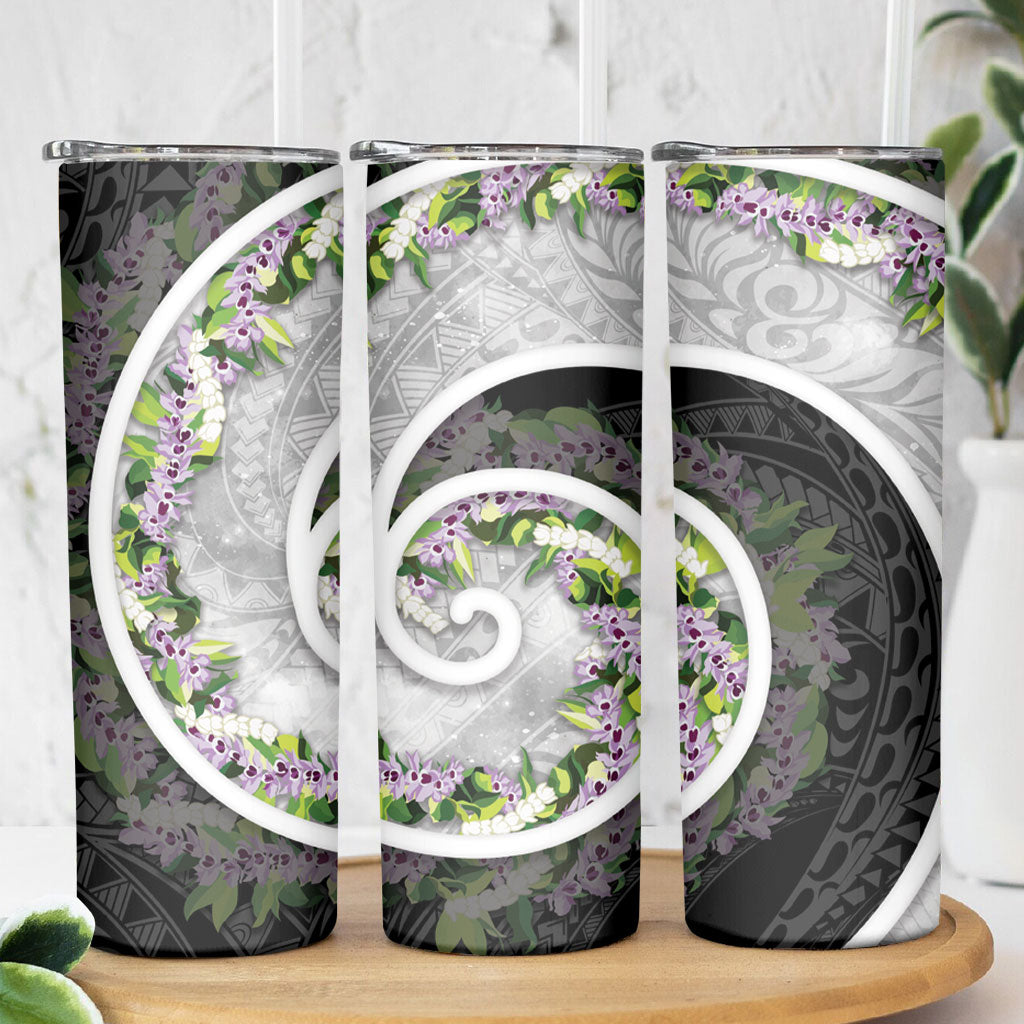 Piko Hawaii Skinny Tumbler Polynesian Pattern With Maile Pikake Honohono Lei LT05 - Polynesian Pride