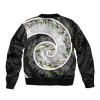 Piko Hawaii Sleeve Zip Bomber Jacket Polynesian Pattern With Maile Pikake Honohono Lei LT05 - Polynesian Pride