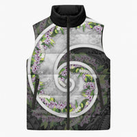 Piko Hawaii Sleeveless Puffer Jacket Polynesian Pattern With Maile Pikake Honohono Lei LT05 Unisex Black - Polynesian Pride