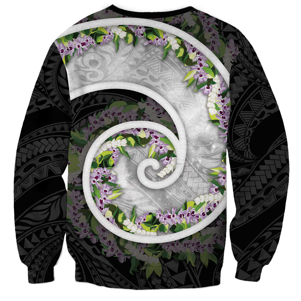 Piko Hawaii Sweatshirt Polynesian Pattern With Maile Pikake Honohono Lei LT05 - Polynesian Pride