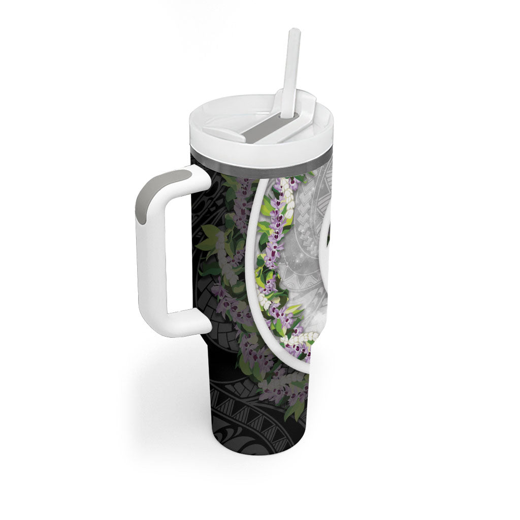 Piko Hawaii Tumbler With Handle Polynesian Pattern With Maile Pikake Honohono Lei LT05 - Polynesian Pride