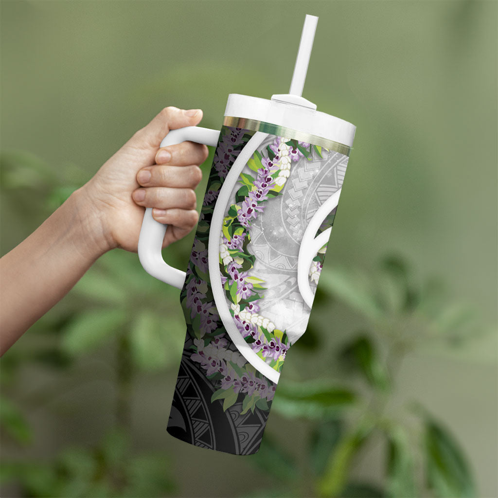 Piko Hawaii Tumbler With Handle Polynesian Pattern With Maile Pikake Honohono Lei LT05 - Polynesian Pride