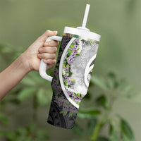 Piko Hawaii Tumbler With Handle Polynesian Pattern With Maile Pikake Honohono Lei LT05 - Polynesian Pride