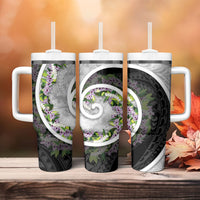 Piko Hawaii Tumbler With Handle Polynesian Pattern With Maile Pikake Honohono Lei LT05 - Polynesian Pride
