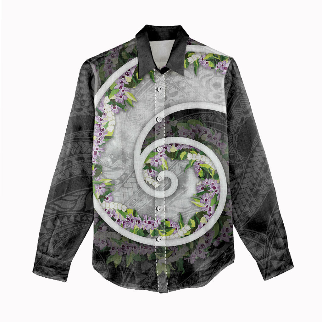 Piko Hawaii Women Casual Shirt Polynesian Pattern With Maile Pikake Honohono Lei LT05 - Polynesian Pride