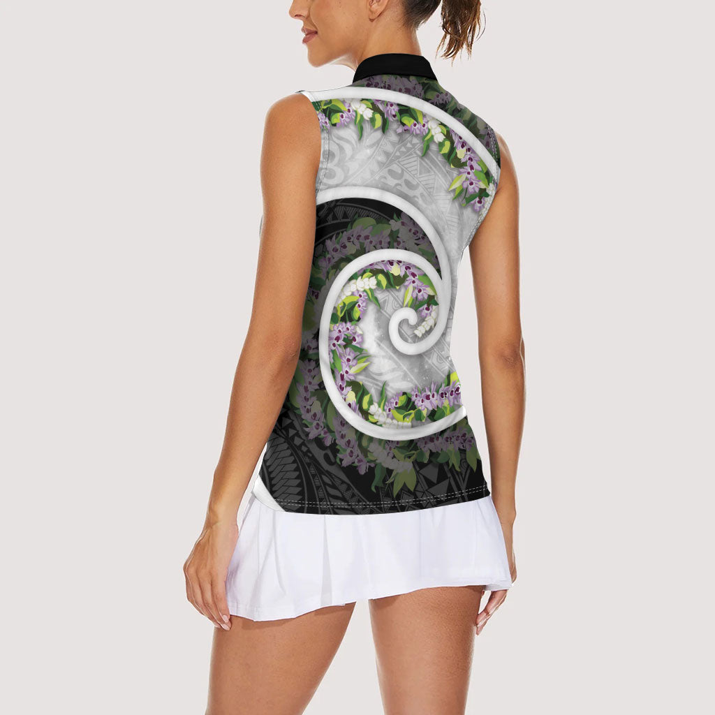 Piko Hawaii Women Sleeveless Polo Shirt Polynesian Pattern With Maile Pikake Honohono Lei LT05 - Polynesian Pride