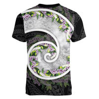 Piko Hawaii Women V-Neck T-Shirt Polynesian Pattern With Maile Pikake Honohono Lei LT05 - Polynesian Pride