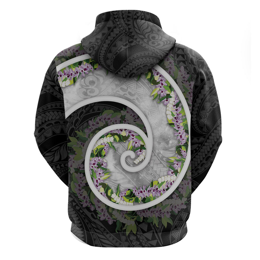 Piko Hawaii Zip Hoodie Polynesian Pattern With Maile Pikake Honohono Lei LT05 - Polynesian Pride