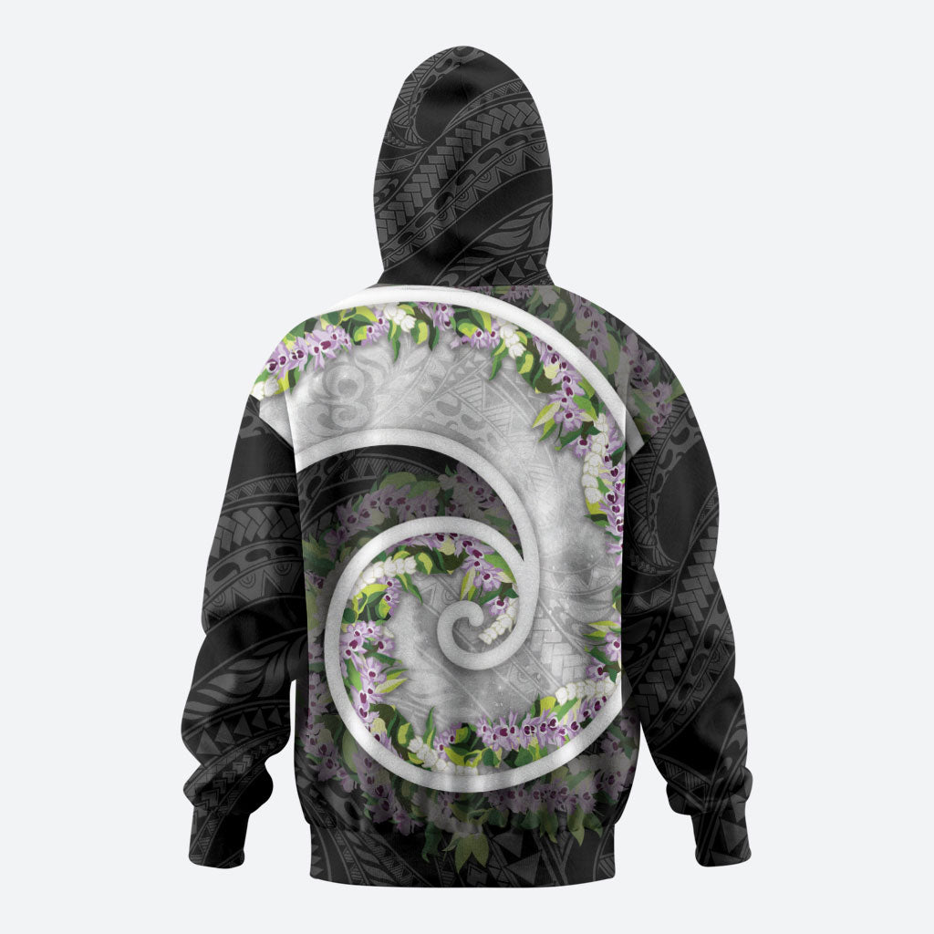 Piko Hawaii Zip Hoodie Polynesian Pattern With Maile Pikake Honohono Lei LT05 - Polynesian Pride