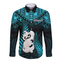 Personalized New Zealand Long Sleeve Button Shirt Manaia Maori Pattern With Turquoise Fern LT05 Unisex Turquoise - Polynesian Pride