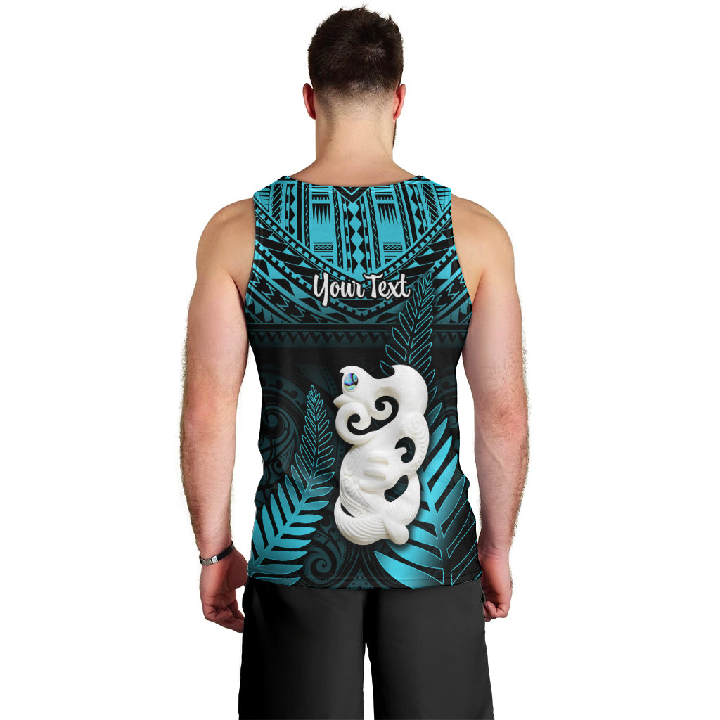Personalized New Zealand Men Tank Top Manaia Maori Pattern With Turquoise Fern LT05 - Polynesian Pride