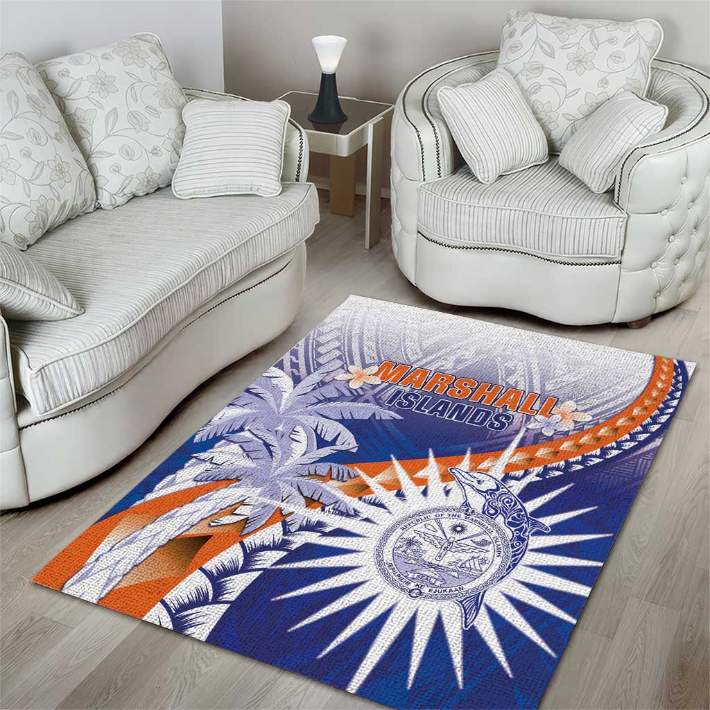 Marshall Islands Manit Day Area Rug Polynesian Tribal Tattoo Tropical Style