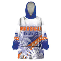 Personalised Marshall Islands Manit Day Wearable Blanket Hoodie Polynesian Tribal Tattoo Tropical Style LT05 One Size Blue - Polynesian Pride