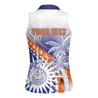 Personalised Marshall Islands Manit Day Women Sleeveless Polo Shirt Polynesian Tribal Tattoo Tropical Style