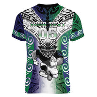 Custom New Zealand Warrior Women V-Neck T-Shirt Maori Tribal Pattern