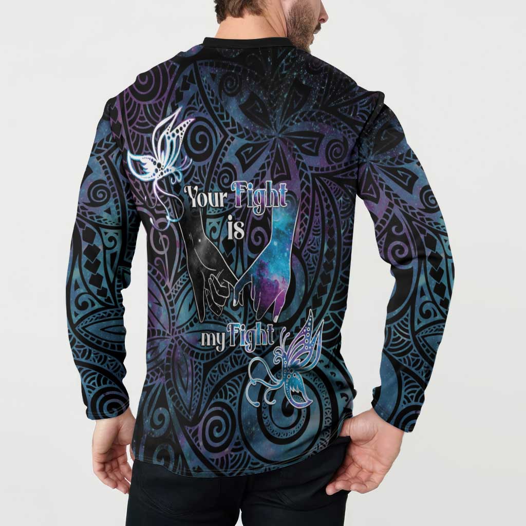 Suicide Awareness Button Sweatshirt You Are Not Alone - Polynesian Pride