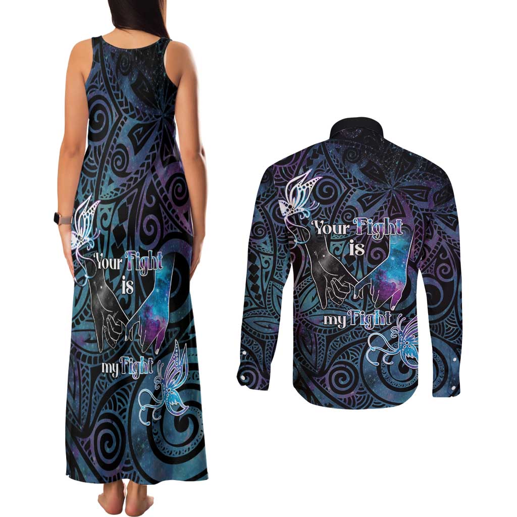 Suicide Awareness Couples Matching Tank Maxi Dress and Long Sleeve Button Shirt You Are Not Alone - Polynesian Pride