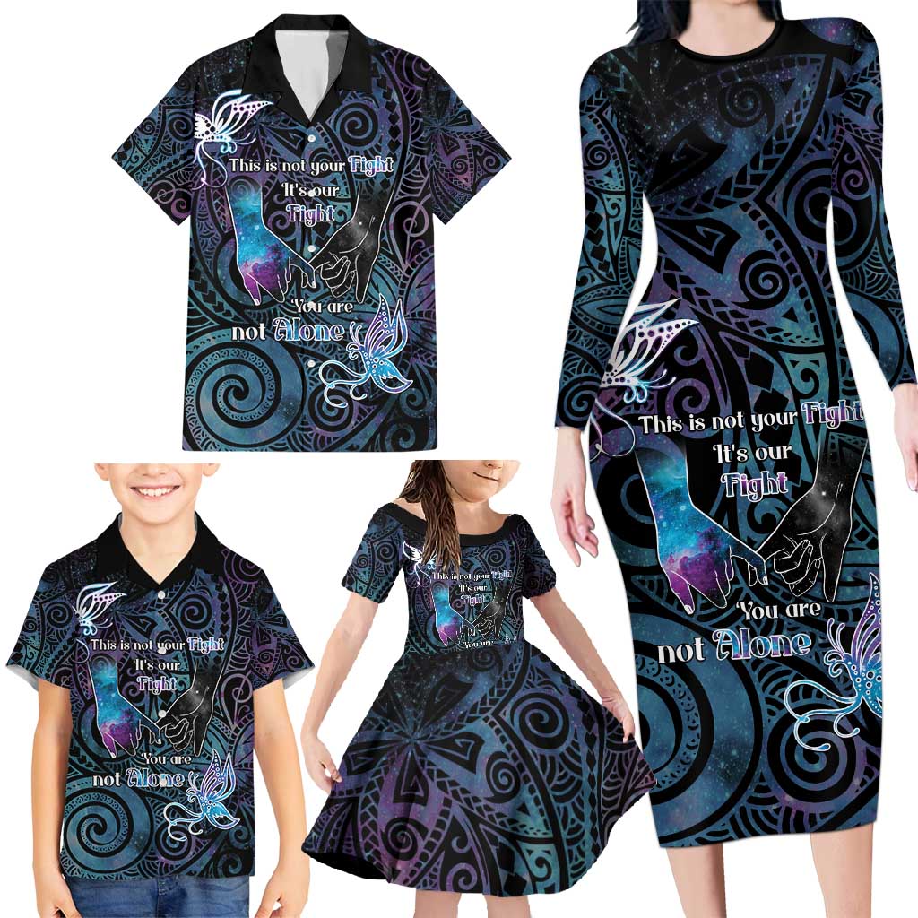 Suicide Awareness Family Matching Long Sleeve Bodycon Dress and Hawaiian Shirt You Are Not Alone - Polynesian Pride