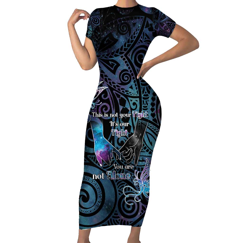 Suicide Awareness Family Matching Short Sleeve Bodycon Dress and Hawaiian Shirt You Are Not Alone - Polynesian Pride