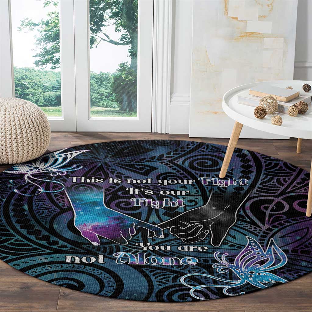 Suicide Awareness Round Carpet You Are Not Alone - Polynesian Pride