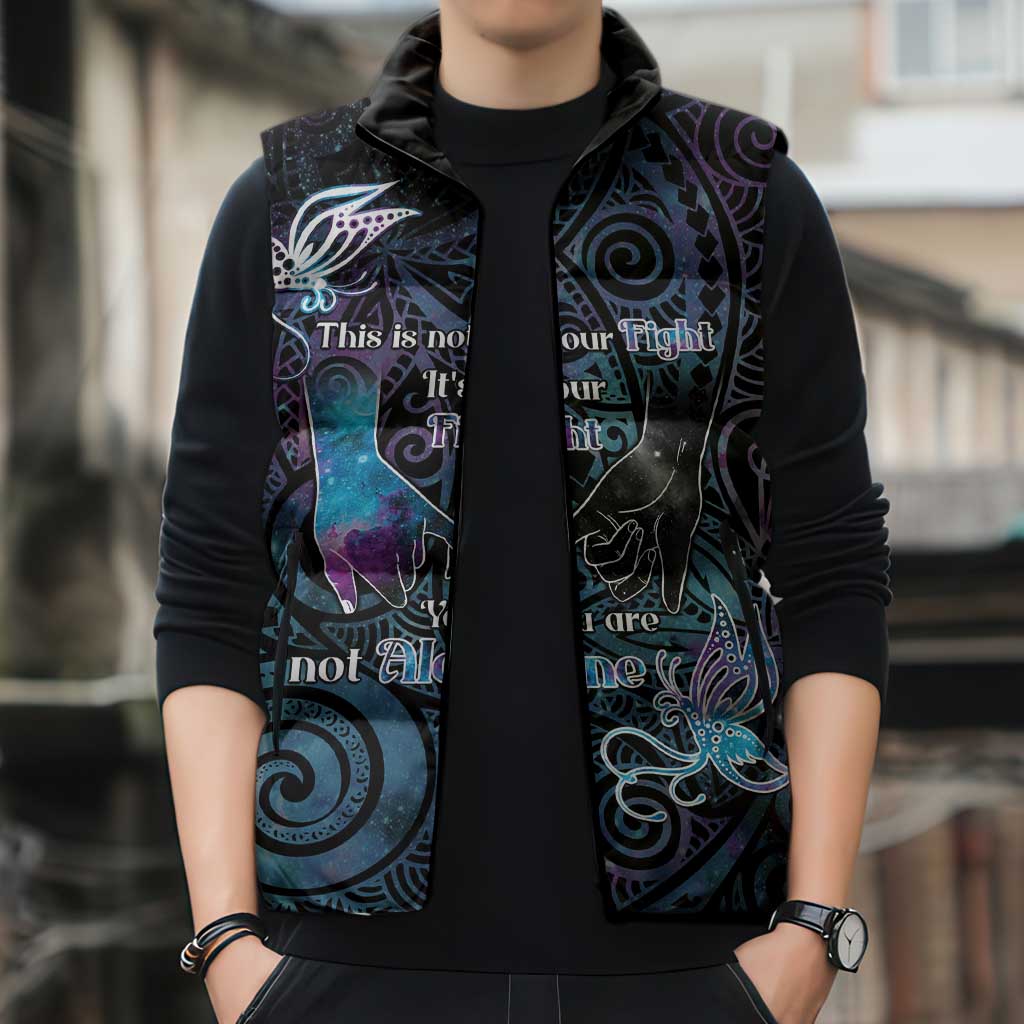 Suicide Awareness Sleeveless Puffer Jacket You Are Not Alone - Polynesian Pride