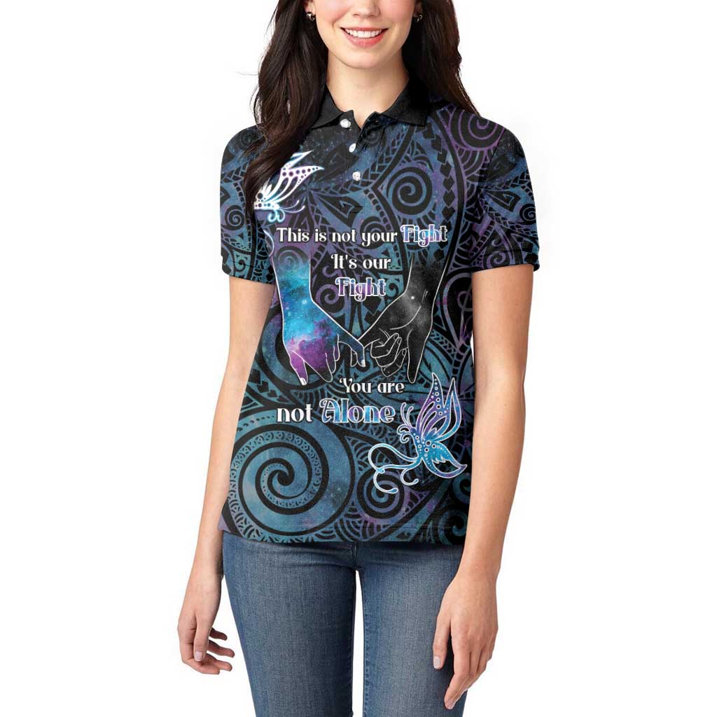 Suicide Awareness Women Polo Shirt You Are Not Alone - Polynesian Pride