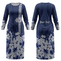 Personalized Utah State Couples Matching Long Sleeve Bodycon Dress and Long Sleeve Button Shirt Polynesian Style LT05 - Polynesian Pride