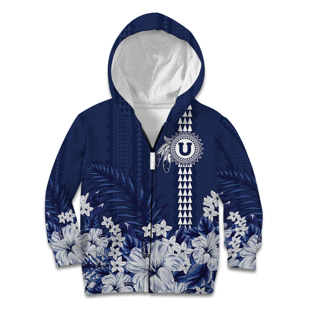Personalized Utah State Kid Hoodie Polynesian Style LT05 Zip Hoodie Blue - Polynesian Pride