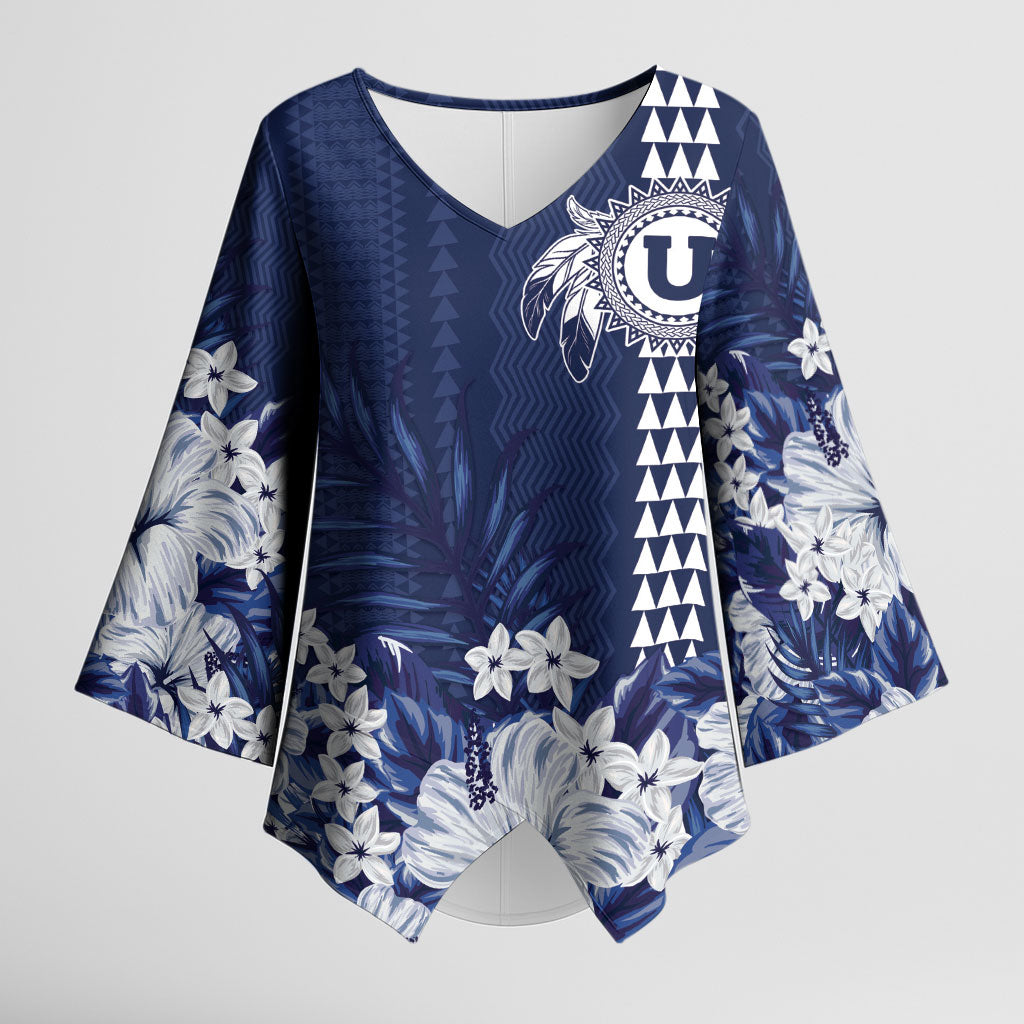 Personalized Utah State Kimono Sleeve Blouse Polynesian Style LT05 Female Blue - Polynesian Pride