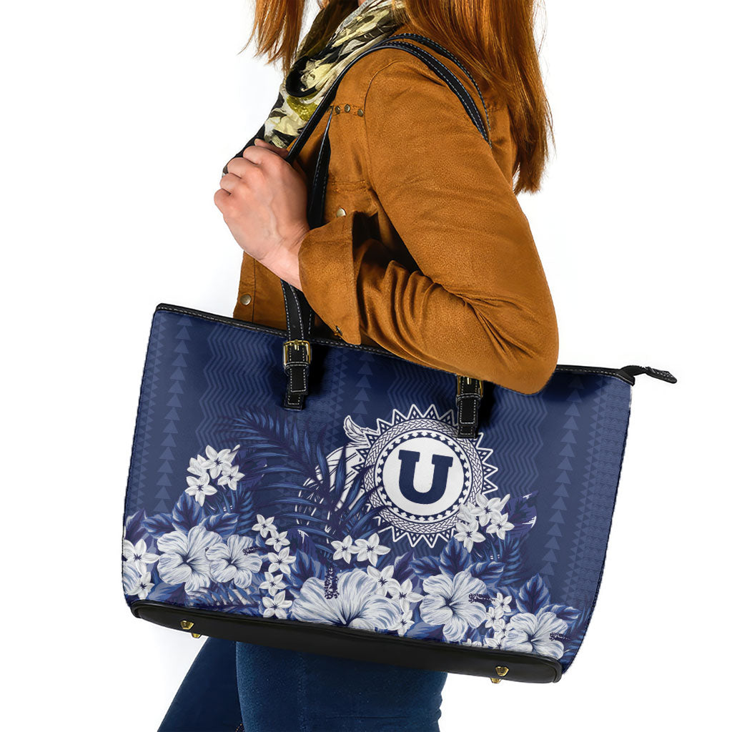 Utah State Leather Tote Bag Polynesian Style LT05 Blue - Polynesian Pride