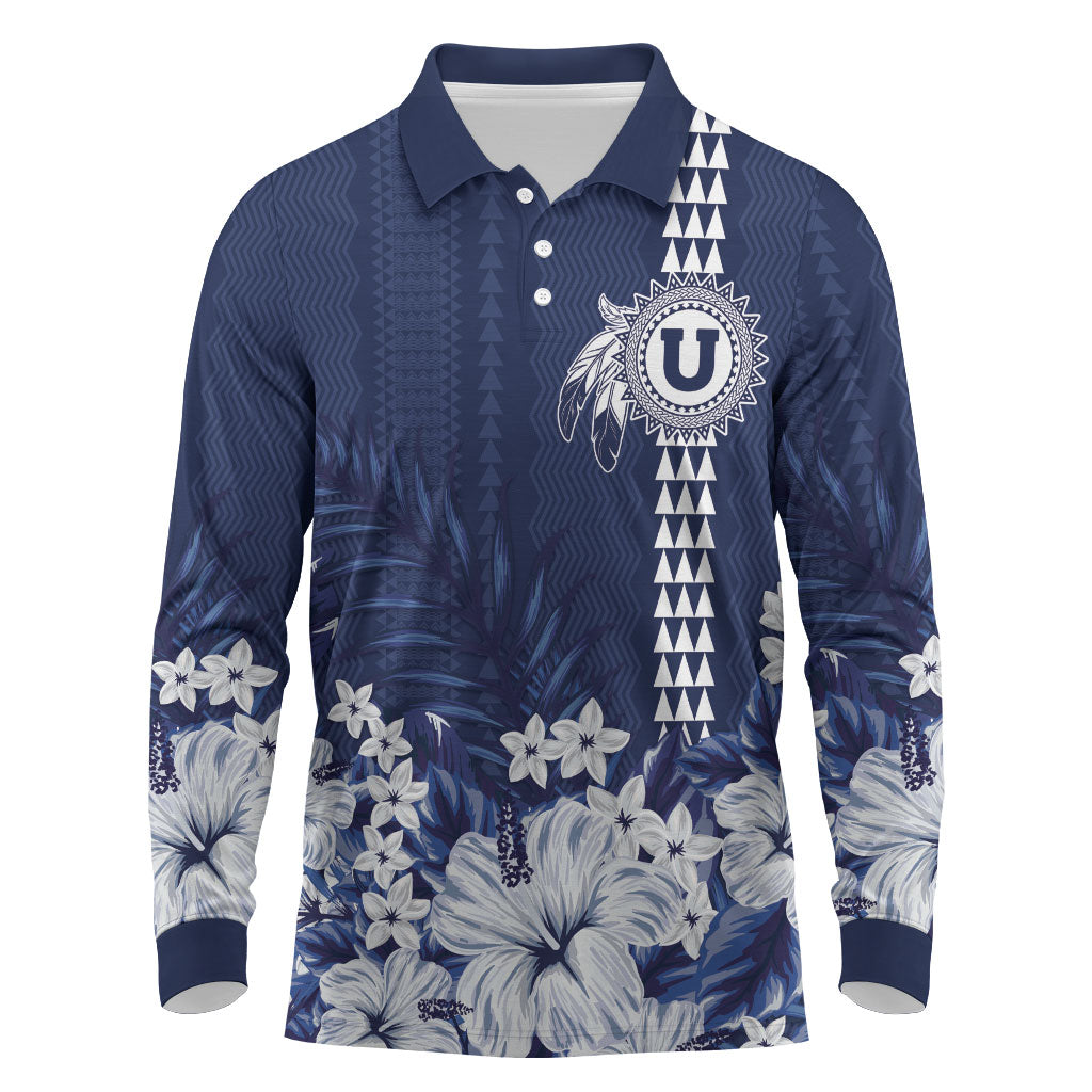 Personalized Utah State Long Sleeve Polo Shirt Polynesian Style LT05 Blue - Polynesian Pride