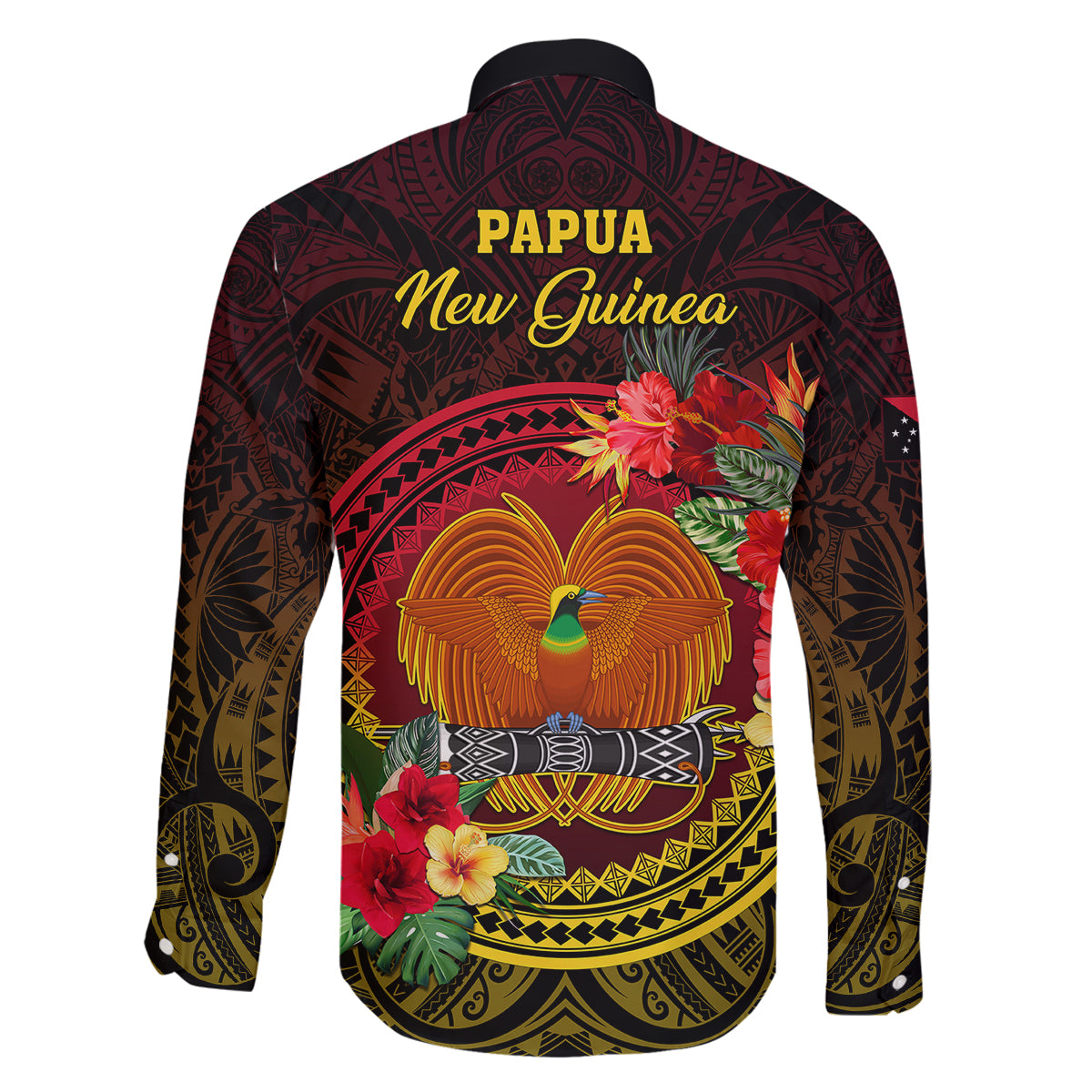 Papua New Guinea Family Matching Long Sleeve Bodycon Dress and Hawaiian Shirt Coat Of Arms Tropical Flowers Polynesian Pattern LT05 - Polynesian Pride