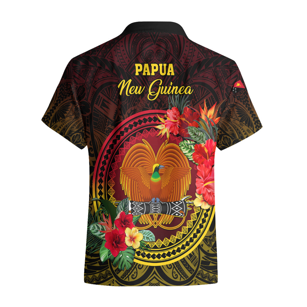 Papua New Guinea Hawaiian Shirt Coat Of Arms Tropical Flowers Polynesian Pattern LT05 - Polynesian Pride
