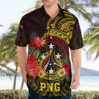 Papua New Guinea Hawaiian Shirt Coat Of Arms Tropical Flowers Polynesian Pattern LT05 - Polynesian Pride