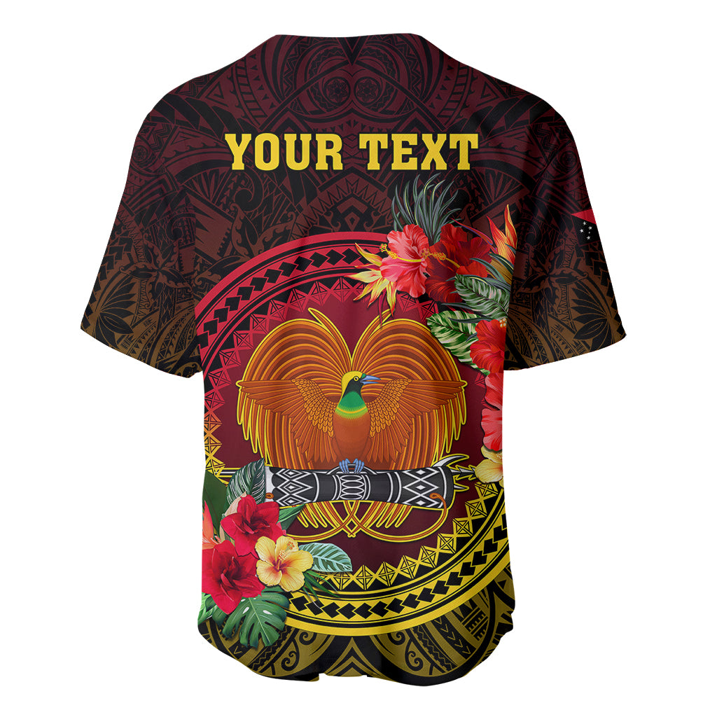 Personalized Papua New Guinea Baseball Jersey Coat Of Arms Tropical Flowers Polynesian Pattern LT05 - Polynesian Pride