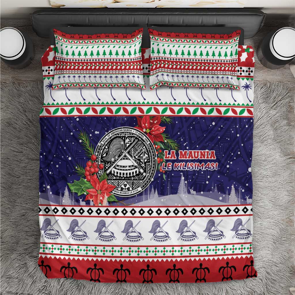 American Samoa Christmas Bedding Set Poinsettia La Maunia Le Kilisimasi LT05 White - Polynesian Pride