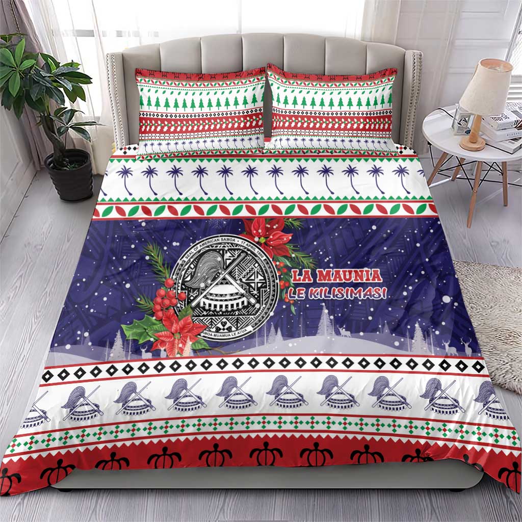 American Samoa Christmas Bedding Set Poinsettia La Maunia Le Kilisimasi LT05 - Polynesian Pride