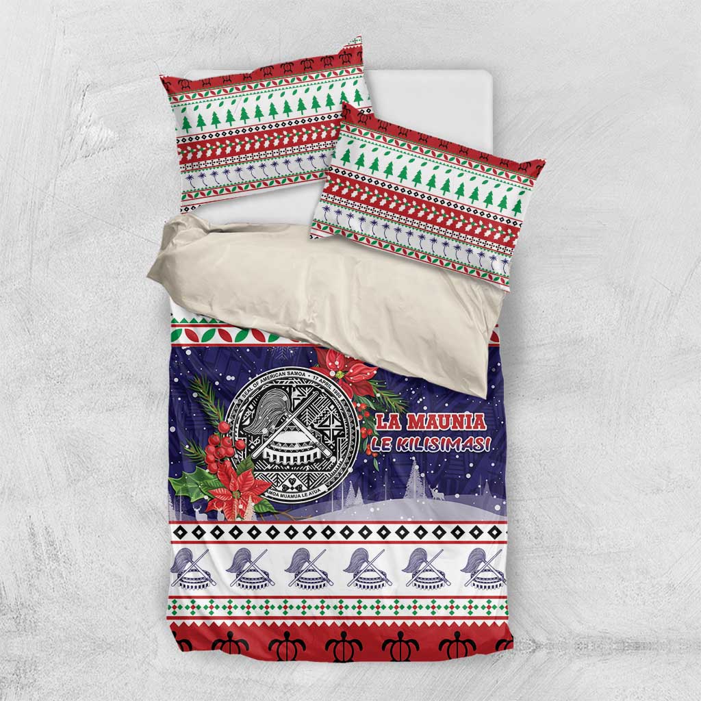 American Samoa Christmas Bedding Set Poinsettia La Maunia Le Kilisimasi LT05 US Twin 172cm x 218cm White - Polynesian Pride