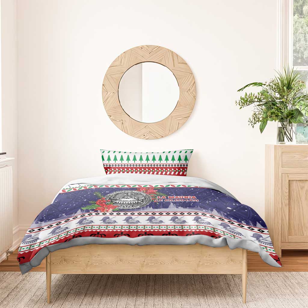 American Samoa Christmas Bedding Set Poinsettia La Maunia Le Kilisimasi LT05 - Polynesian Pride