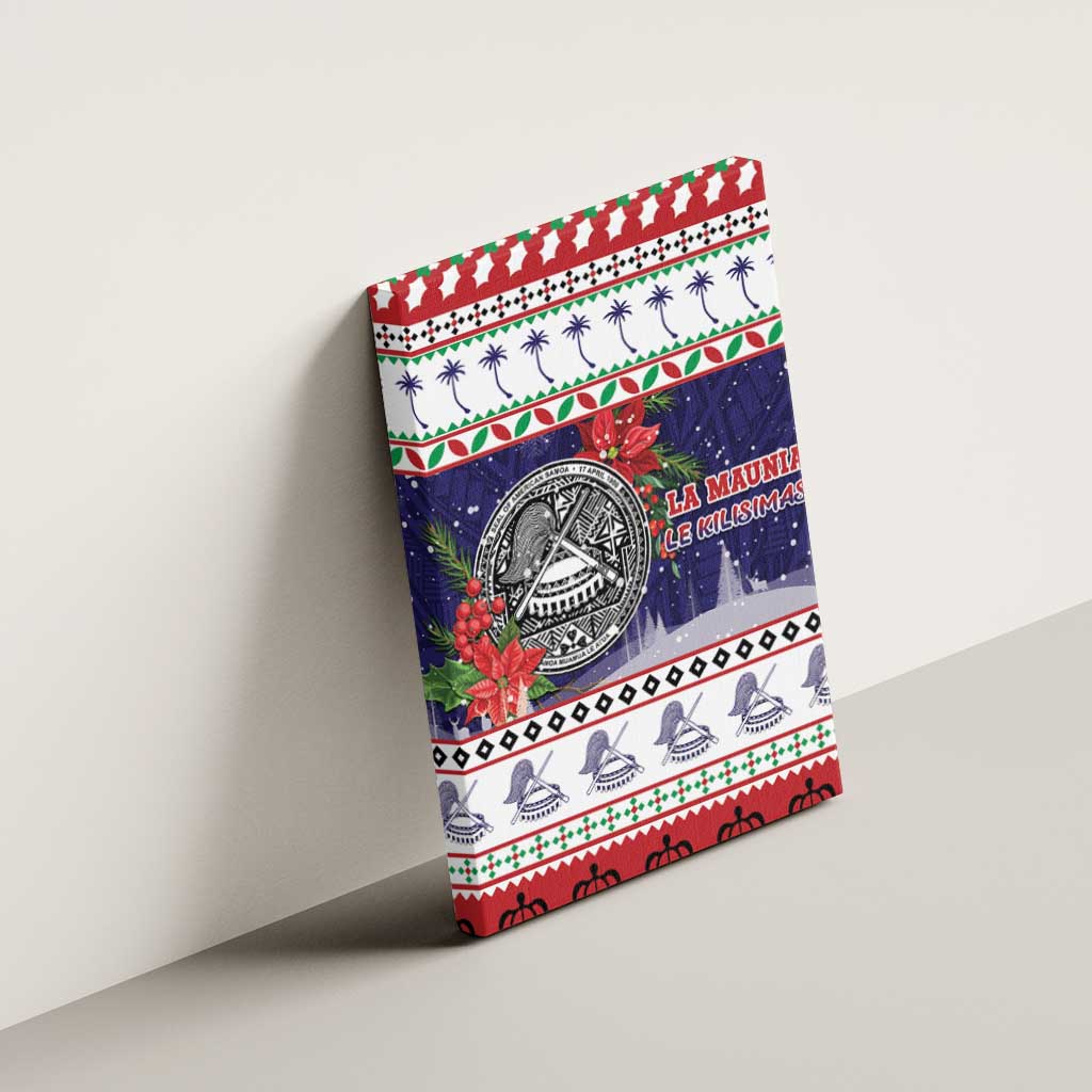 American Samoa Christmas Canvas Wall Art Poinsettia La Maunia Le Kilisimasi