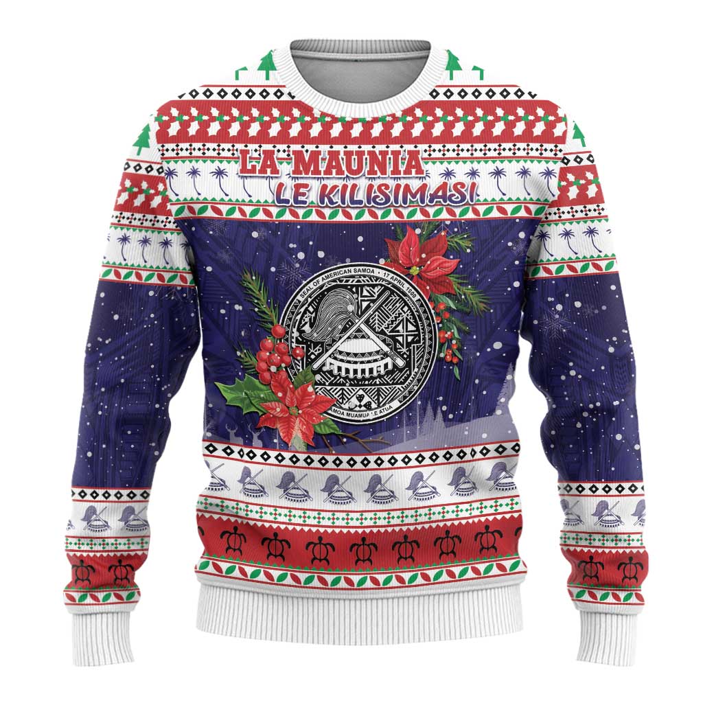 American Samoa Christmas Ugly Christmas Sweater Poinsettia La Maunia Le Kilisimasi