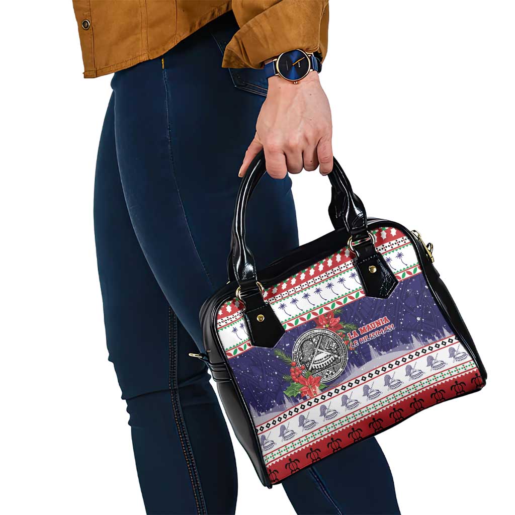 American Samoa Christmas Shoulder Handbag Poinsettia La Maunia Le Kilisimasi